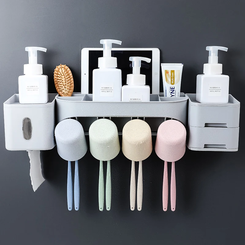 Bathroom Automatic Toothpaste Dispenser Toothpaste Squeezer Toothbrush Holder Bathroom drawer Organizer with cup wall shelf
Bathroom Automatic Toothpaste Dispenser Toothpaste Squeezer Toothbrush Holder Bathroom drawer Organizer with cup wall shelf