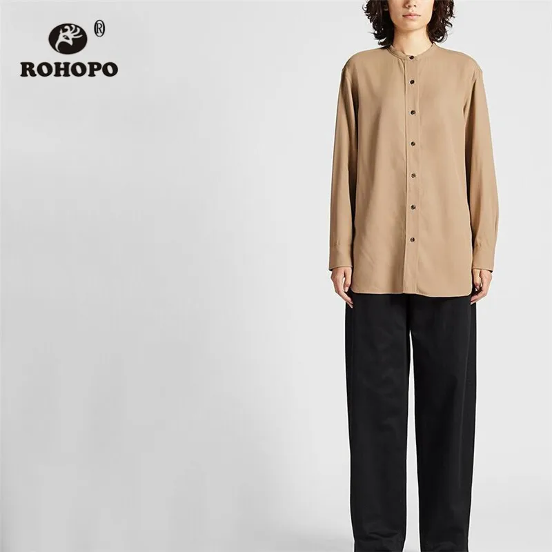 ROHOPO Round Collar Buttons Fly Khaki Avocado color Blouse Round Hem Soft Ladies Autumn Solid Tops Shirt #2367
ROHOPO Round Collar Buttons Fly Khaki Avocado color Blouse Round Hem Soft Ladies Autumn Solid Tops Shirt #2367
