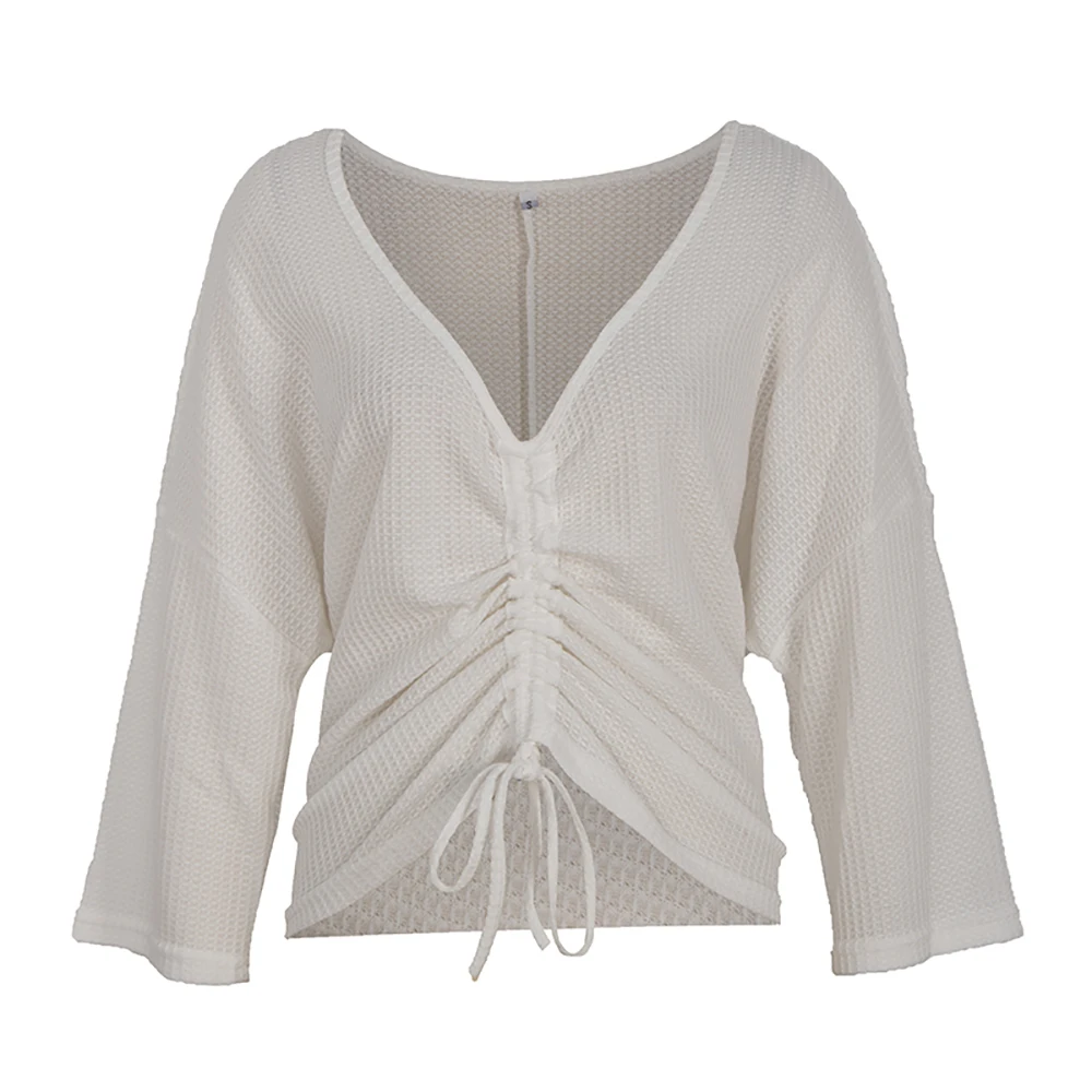 Women's V Neck Adjustable Drawstring Tie Front Knit Long Sleeve Ruched Sweater Tops Pull Size Adjustable Front Panel New O28
Women's V Neck Adjustable Drawstring Tie Front Knit Long Sleeve Ruched Sweater Tops Pull Size Adjustable Front Panel New O28