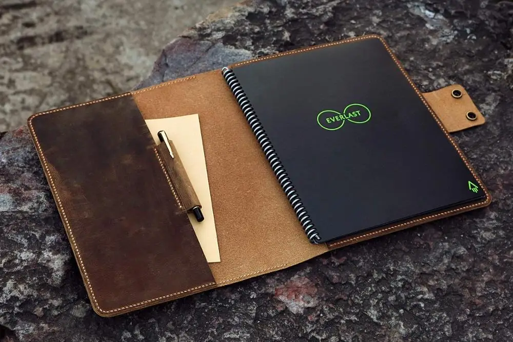 Personalized Genuine Leather Cover Folder for Rocketbook Everlast Erasable Wirebound Notebook 8.5 x 11 inch Letter Size NL05RBS
Personalized Genuine Leather Cover Folder for Rocketbook Everlast Erasable Wirebound Notebook 8.5 x 11 inch Letter Size NL05RBS