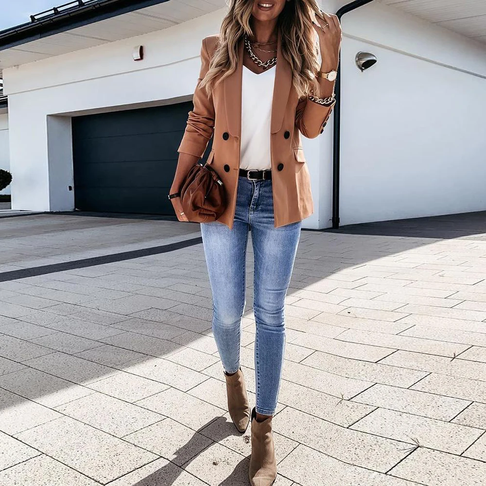 Women Plaid Blazer Long Sleeve Casual Coat Women Blazer Coat Women's Double Breasted Elegant Office Ladies Blazers Work Chothes
Women Plaid Blazer Long Sleeve Casual Coat Women Blazer Coat Women's Double Breasted Elegant Office Ladies Blazers Work Chothes