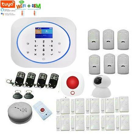 WIFI GSM SMS Home Burglar Security Alarm System TUYA APP Control ALEXA Google Home Video IP Camera Smoke Fire Alarm Sensor KIT
WIFI GSM SMS Home Burglar Security Alarm System TUYA APP Control ALEXA Google Home Video IP Camera Smoke Fire Alarm Sensor KIT