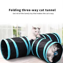 זחילה חתול מחמד מנהרת 3 דרך חתלתול Y-צורת אימון צעצוע לשחק צינור עם השערות חתול גרדן בית מתקפל מנהרה(China)