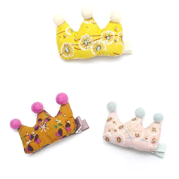 

Boutique ins 15pcs Fashion Cute Felt Pom Pom Tiaras Hairpins Stuffed Floral Crown Hair Clips Princess Headwear Hair Accessories