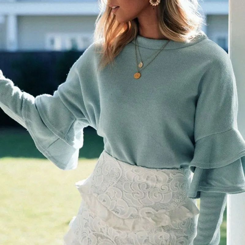 Knitted Sweater Mint Green Ruffles Long Sleeves Korean Style Women O Neck Pullover Chompas Para Mujer 2019 Autumn Dropshipping
Knitted Sweater Mint Green Ruffles Long Sleeves Korean Style Women O Neck Pullover Chompas Para Mujer 2019 Autumn Dropshipping