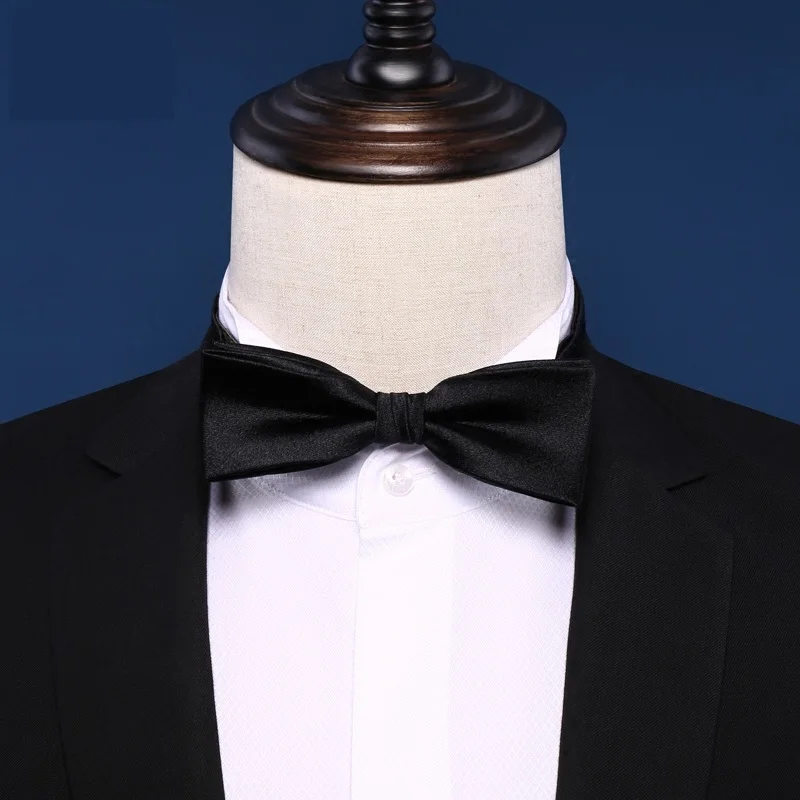 Фото Новинка 2020 брендовые Модные мужские галстуки-бабочки двойной тканевый черный