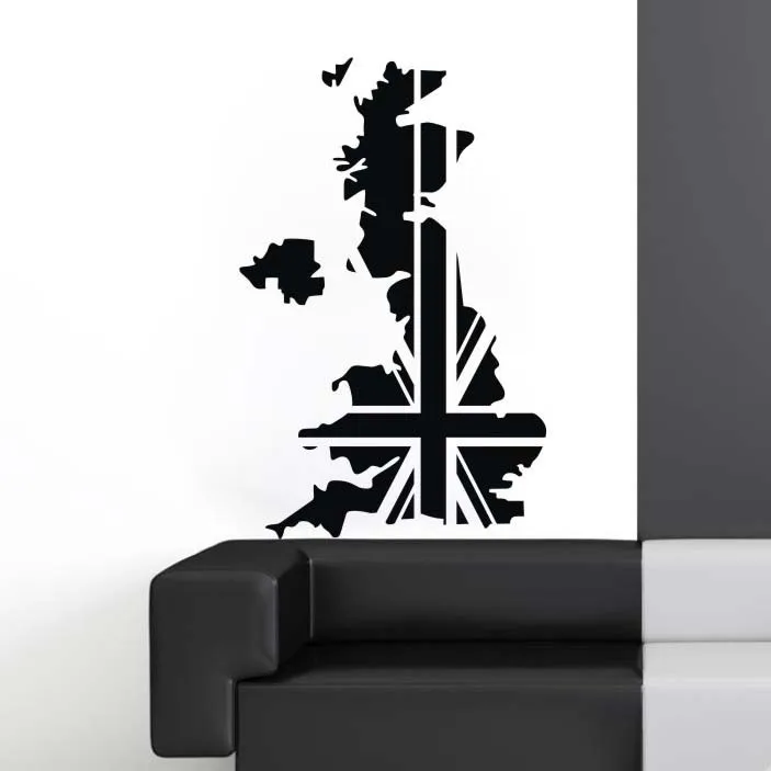 UK Map Sticker Decal Posters Coffee Shop Vinyl Wall Decals Pegatina Decal Decor Mural UK Map Sticker