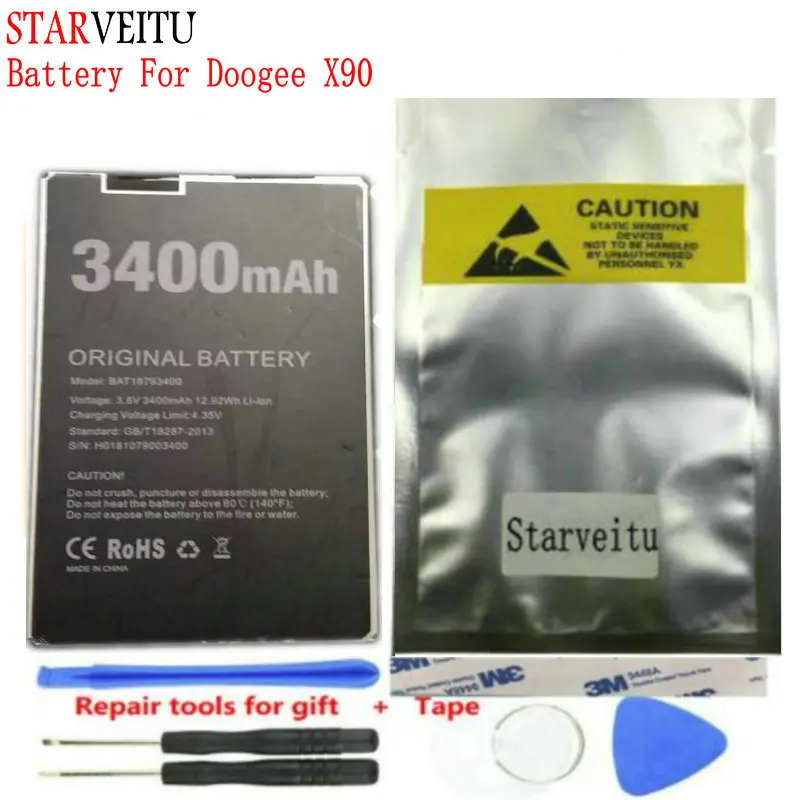 Original Battery for Doogee X90 3400mAh Mobile Phone Rechargeable Li-ion Batteries with Tracking Number
Original Battery for Doogee X90 3400mAh Mobile Phone Rechargeable Li-ion Batteries with Tracking Number