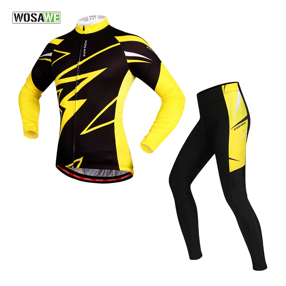 WOSAWE Men's Spring Summer Long Sleeve Cycling Jersey Set Breathable 3D Padded Bike Ropa Ciclismo Hombre Cycling Clothing Yellow
WOSAWE Men's Spring Summer Long Sleeve Cycling Jersey Set Breathable 3D Padded Bike Ropa Ciclismo Hombre Cycling Clothing Yellow