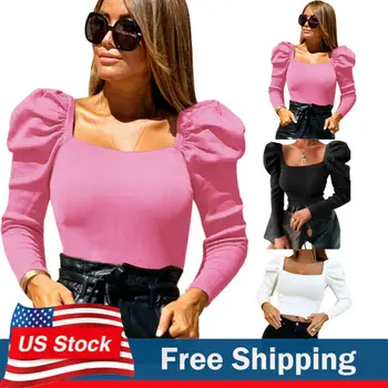 New Fashion 2020 Women Square-Neck Blouses Tulle Ruffle Long Puff Sleeve Shirt Solid Lady Blouse Autumn Women Streetwear Tops
New Fashion 2020 Women Square-Neck Blouses Tulle Ruffle Long Puff Sleeve Shirt Solid Lady Blouse Autumn Women Streetwear Tops