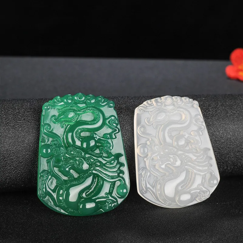 Фото 1 шт. натуральный зеленый Агат Дракон нефрит кулон ожерелье халцедон китайские