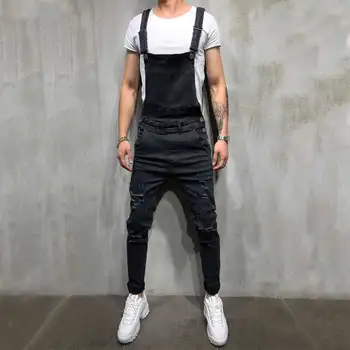 Men's denim overalls ripped hole beggar street stretch slim feet autumn and winter long pants
Men's denim overalls ripped hole beggar street stretch slim feet autumn and winter long pants