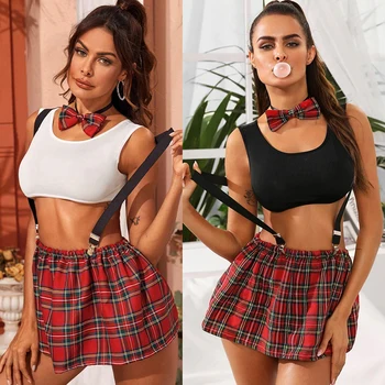 Women Sexy Bra Set Polyester Lace Lingerie Sling Red Plaid Skirt Bandage Set Babydoll Comfortable and Breathable Five Piece Set
Women Sexy Bra Set Polyester Lace Lingerie Sling Red Plaid Skirt Bandage Set Babydoll Comfortable and Breathable Five Piece Set