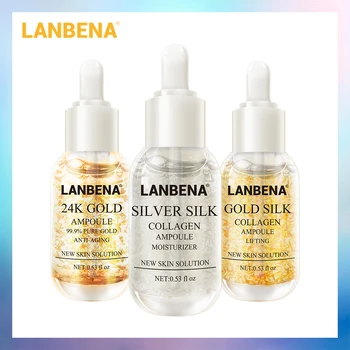 LANBENA 24K Gold+Silver Silk +Gold Silk Collagen Ampoule Serum Anti-Aging Lighten Spots Moisturizing Whitening Firming Skin Care
LANBENA 24K Gold+Silver Silk +Gold Silk Collagen Ampoule Serum Anti-Aging Lighten Spots Moisturizing Whitening Firming Skin Care