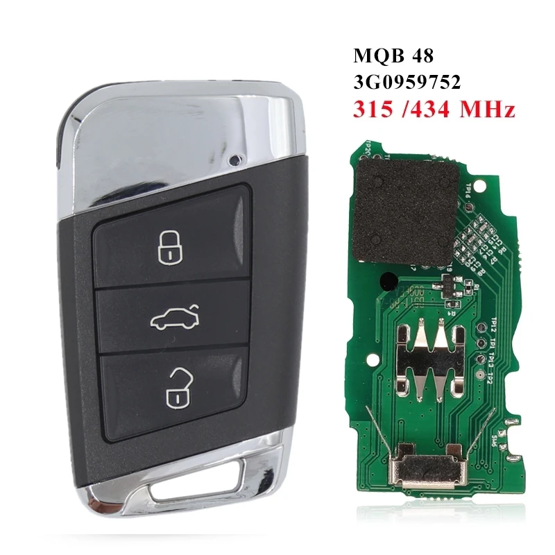 Умный Автомобильный ключ дистанционного управления MQB 434 МГц с чипом ID48 для VW Passat