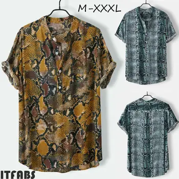 Men's Snake Print Cotton Blend Shirt Summer Holiday Casual Loose Fit Stand Pullover Shirts 2019 Fashion 
Men's Snake Print Cotton Blend Shirt Summer Holiday Casual Loose Fit Stand Pullover Shirts 2019 Fashion