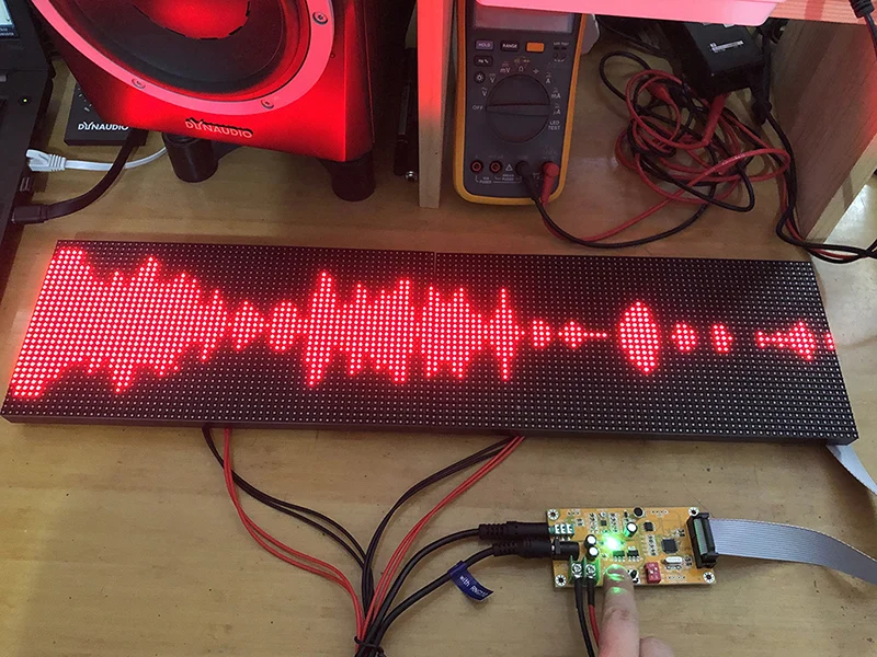 Full Color RGB Music Audio Spectrum Display Screen KTV Stage LED Rhythm Light 64 Mode Level Indicator VU Meter DIY