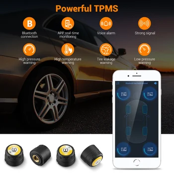 Bluetooth Car TPMS APP for IOS Android Real-time Tire Pressure Monitoring System 4 External Sensors Auto Tyre Alarm Security
Bluetooth Car TPMS APP for IOS Android Real-time Tire Pressure Monitoring System 4 External Sensors Auto Tyre Alarm Security