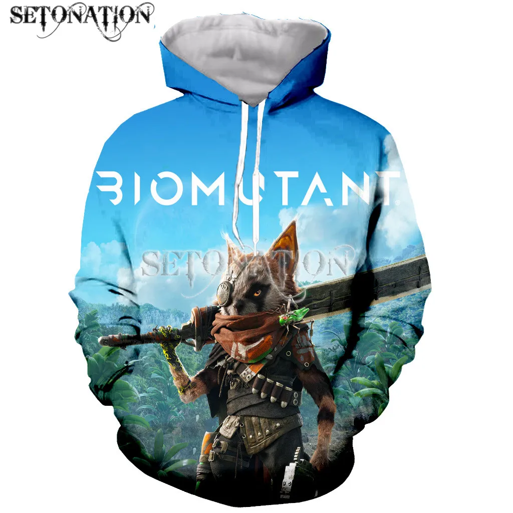 Модные толстовки Biomutant на молнии с длинным рукавом и 3D-принтом куртки мужские