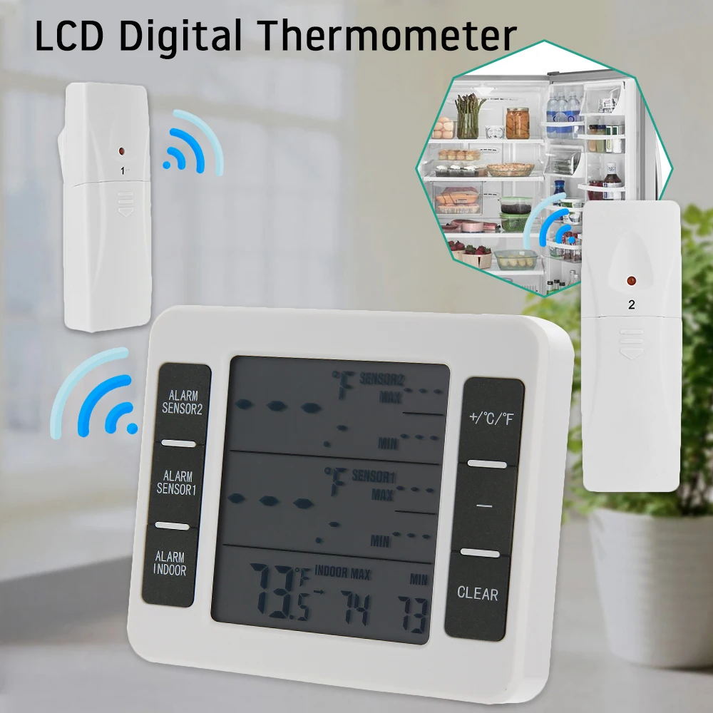 LCD Digital Thermometer Outdoor Indoor C / F Thermometer Hygrometer with Alarm Wireless LCD Electronic Digital Thermometer
LCD Digital Thermometer Outdoor Indoor C / F Thermometer Hygrometer with Alarm Wireless LCD Electronic Digital Thermometer