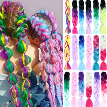 WTB 24 inch Long Ombre Jumbo Synthetic Braiding Hair Crochet Braids Pink Blue Golden 100g/pc African High Temperature Fiber Hair
WTB 24 inch Long Ombre Jumbo Synthetic Braiding Hair Crochet Braids Pink Blue Golden 100g/pc African High Temperature Fiber Hair