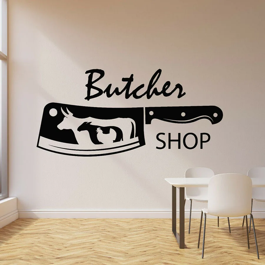 Vinyl Wall Decal Butcher Shop Knife Bull Chicken Sheep Meat Stickers Interior Creative Decor Window Glass Mural Removable S1134
Vinyl Wall Decal Butcher Shop Knife Bull Chicken Sheep Meat Stickers Interior Creative Decor Window Glass Mural Removable S1134