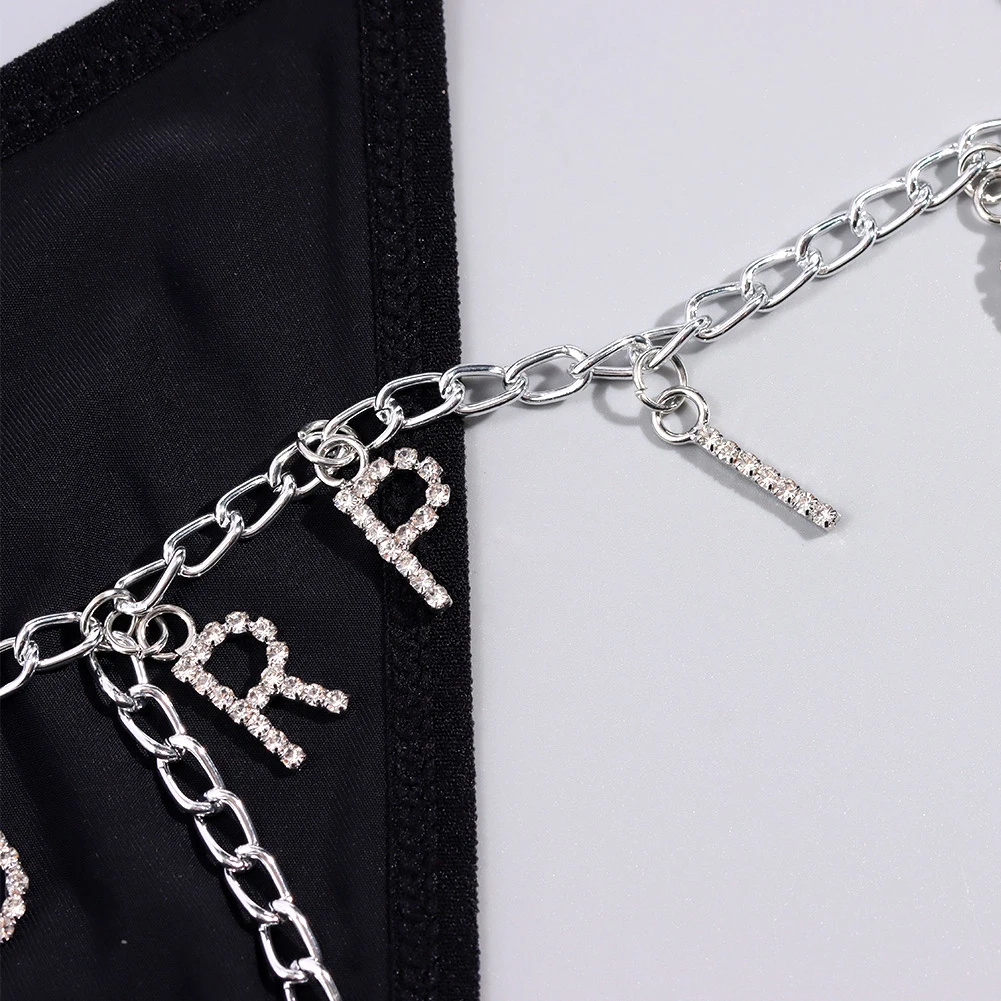 Tanie Niestandardowe litery z kryształków stringi w pasie ciało Sexy damska biżuteria na sklep