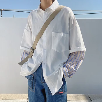 Casual Shirt Men's Fashion Fake Two-striped Shirt Men Streetwear Society Men Dress Shirt Wild Loose Long-sleeved Shirts Mens
Casual Shirt Men's Fashion Fake Two-striped Shirt Men Streetwear Society Men Dress Shirt Wild Loose Long-sleeved Shirts Mens