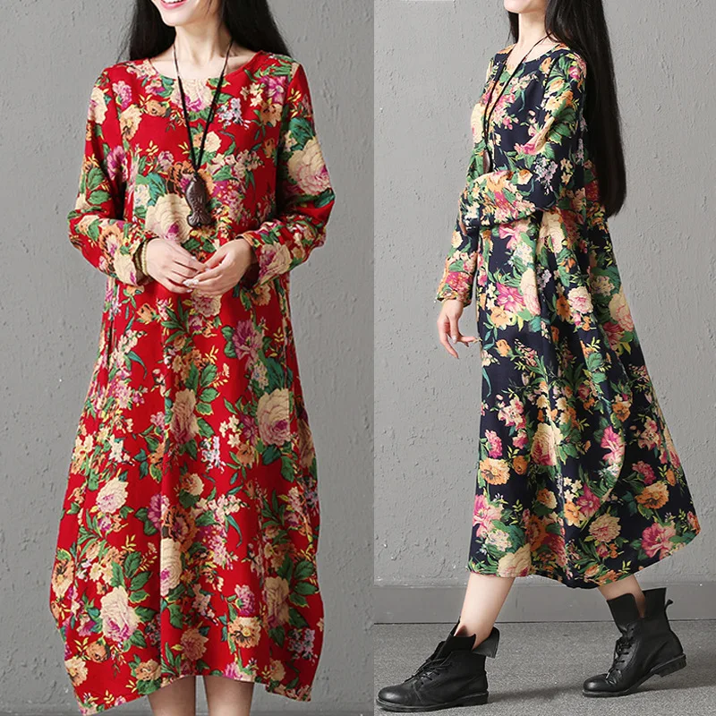 Ethnic Literature And Art Retro Loose Long Skirts Long Sleeve Cotton Linen Dress 2019 Autumn New Style Origional
Ethnic Literature And Art Retro Loose Long Skirts Long Sleeve Cotton Linen Dress 2019 Autumn New Style Origional