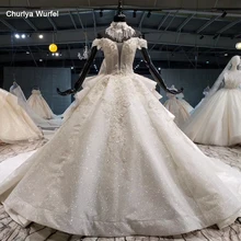 HTL1067 błyszczące suknie ślubne liban luksusowy łańcuszek przepiękna suknia balowa suknia dla panny młodej wykonane w chinach vestido casamento dia(China)