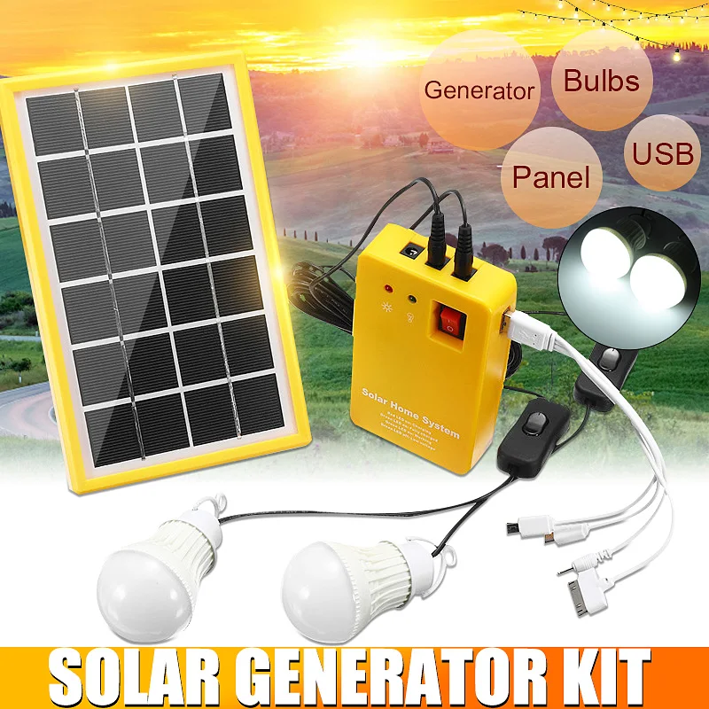 3W Solar Panel Emergency Light Kit, Solar Generator 4 Heads USB Charger Cable with 2 LED Light Bulb for Outdoor Camping
3W Solar Panel Emergency Light Kit, Solar Generator 4 Heads USB Charger Cable with 2 LED Light Bulb for Outdoor Camping