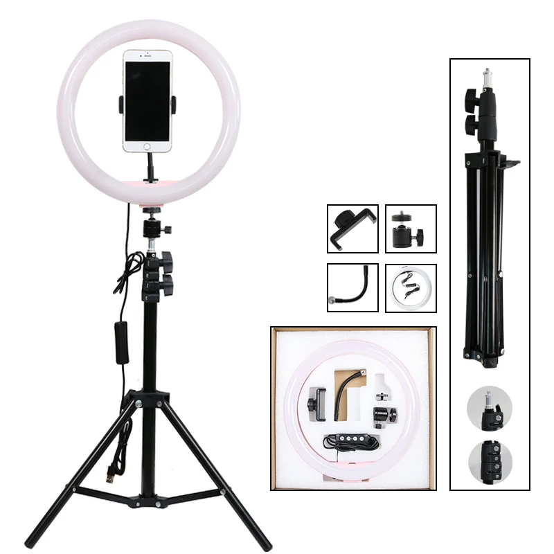 12" Dimmable Photography Lighting LED Selfie Ring Light 26cm Ring Lamp With Stand Tripod For Youtube Makeup Video Live Studio
12" Dimmable Photography Lighting LED Selfie Ring Light 26cm Ring Lamp With Stand Tripod For Youtube Makeup Video Live Studio