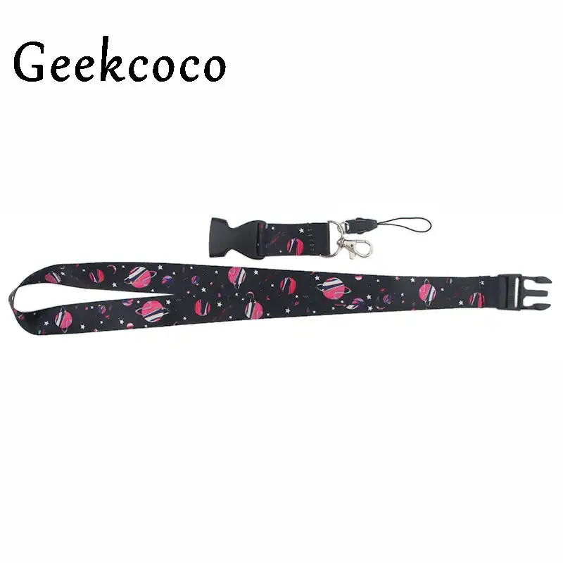 black planet pattern cell phone lanyard strap key