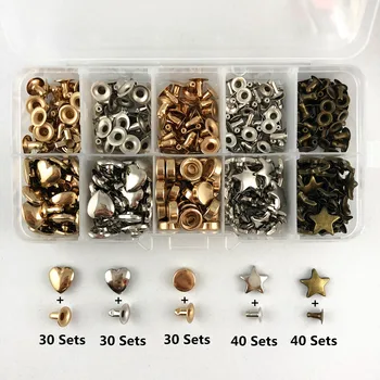 

YORANYO 170 Sets Mixed Heart Studs Star Rivets Spots Fashion Round Rivet For Bags Belts Shoes Wallets Crafting Shipping Free