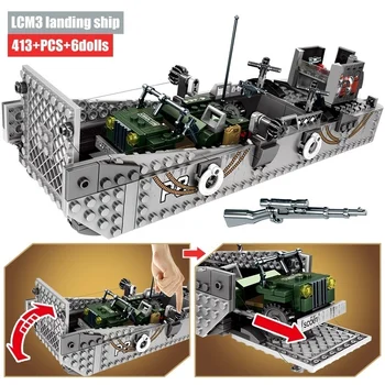 413Pcs Army Boat Building Blocks USA LCM3 Landing Ship Military Bricks Building Blocks with 6 Soldier Figures Toys for boy
413Pcs Army Boat Building Blocks USA LCM3 Landing Ship Military Bricks Building Blocks with 6 Soldier Figures Toys for boy