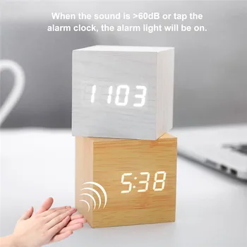 LED Digital Sound Control Table Clock Desktop Square Small Wood AAA/USB Powered Electronic Snooze Alarm Clock Retro Home Decor 
LED Digital Sound Control Table Clock Desktop Square Small Wood AAA/USB Powered Electronic Snooze Alarm Clock Retro Home Decor