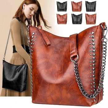 Fashion Ladies Large Chain Handbags New Elegant Shoulder Bag Women Luxury Rivet Handbag Leather Ladies Crossbody Messenger Bag
Fashion Ladies Large Chain Handbags New Elegant Shoulder Bag Women Luxury Rivet Handbag Leather Ladies Crossbody Messenger Bag