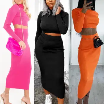 2020 New 2Pcs/Set Women European and American Autumn Solid Color Slim Warm Short Crop Top High Waist Long Skirt Casual Set
2020 New 2Pcs/Set Women European and American Autumn Solid Color Slim Warm Short Crop Top High Waist Long Skirt Casual Set