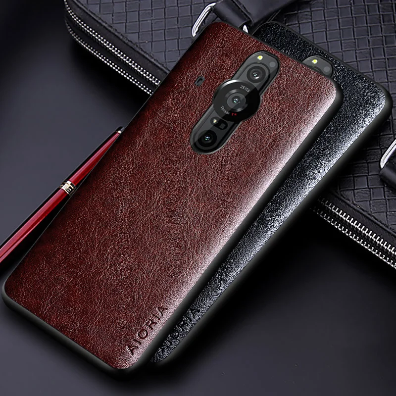Роскошный чехол из искусственной кожи для Sony Xperia Pro I деловой однотонный