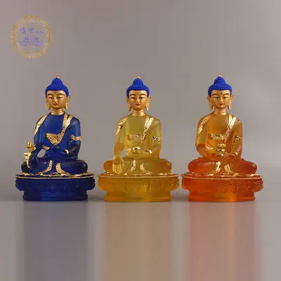 

High quality solemn and sacred Colored glaze Pharmacist Buddha Image Disaster Relief Yanshou Tibetan Buddhism Free Ship@