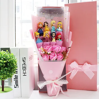 8pcs Lovely The princess toys cartoon bouquet gift box with Artificial flowers creative Graduation/Birthday/Valentine gifts 
8pcs Lovely The princess toys cartoon bouquet gift box with Artificial flowers creative Graduation/Birthday/Valentine gifts