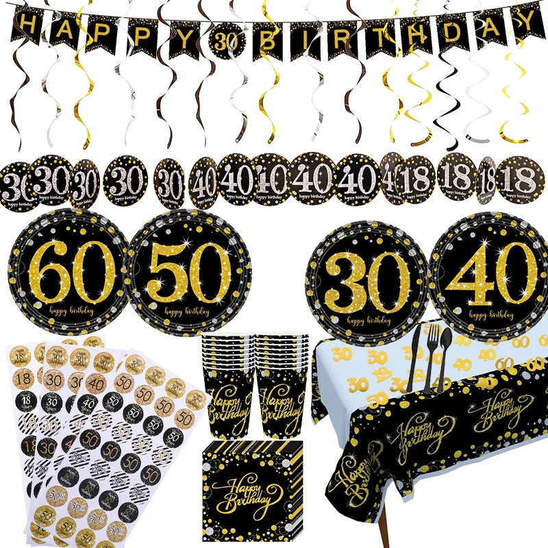 Birthday Party Disposable Tableware Sets Decor Paper Cups Plate Banner Table Cloth for 21/30/40/50/60st Birthday party supplies
Birthday Party Disposable Tableware Sets Decor Paper Cups Plate Banner Table Cloth for 21/30/40/50/60st Birthday party supplies