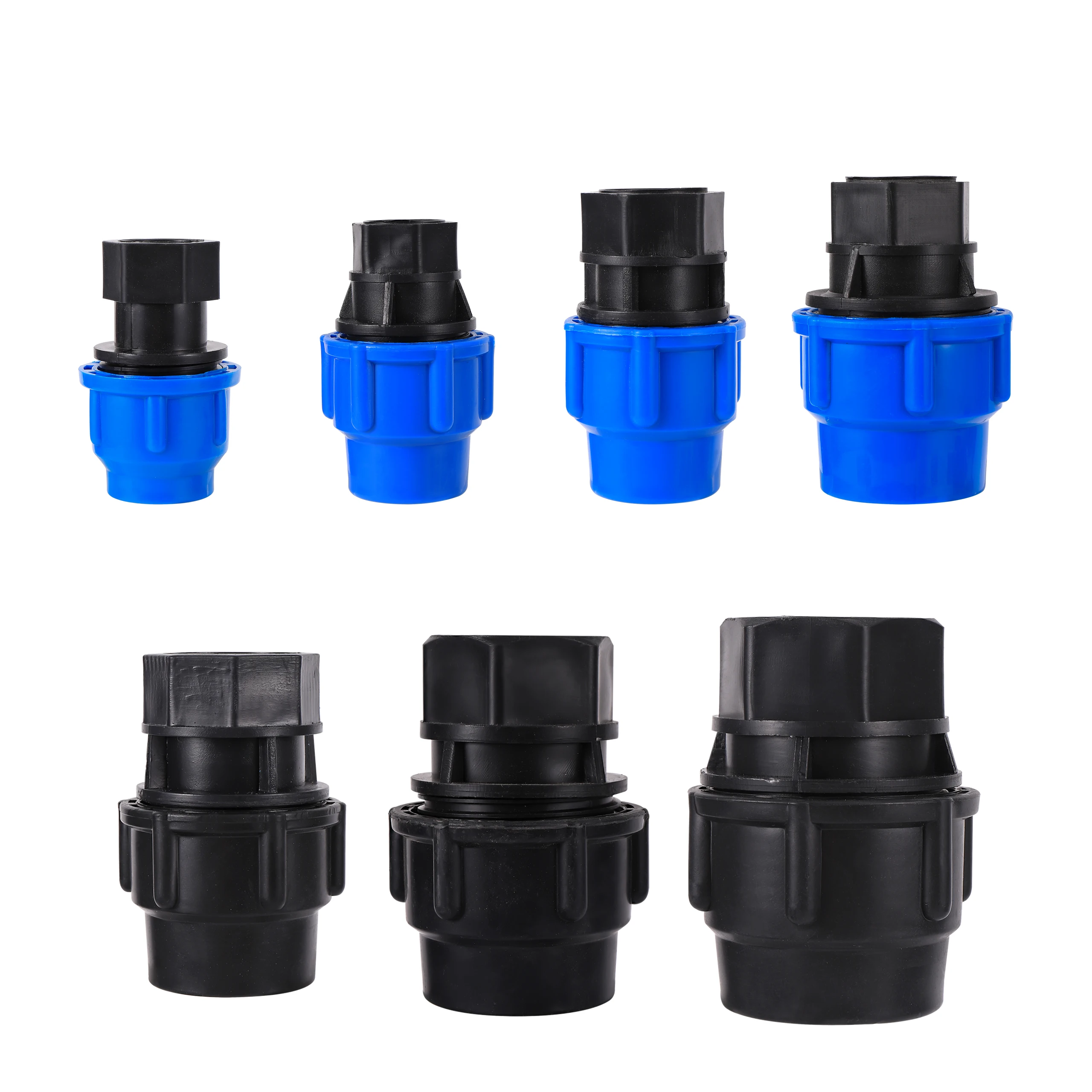 

Garden Irrigation Water Connector 1/2" 3/4" 1" 1.2" 1.5" Female Thread to 20/25/32/40/50mm PE Pipe Straight Quick Connector