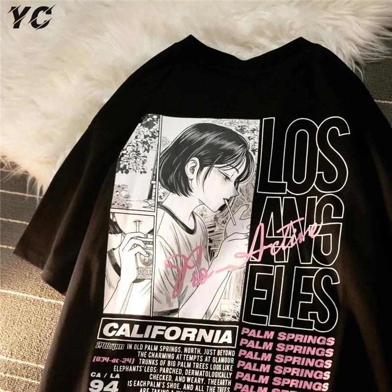 Harajuku Female's Streetwear Tshirt Casual Anime Girl Smoking Letter Print Unisex T-Shirt Short Sleeve Summer T Shirt Black Top
Harajuku Female's Streetwear Tshirt Casual Anime Girl Smoking Letter Print Unisex T-Shirt Short Sleeve Summer T Shirt Black Top