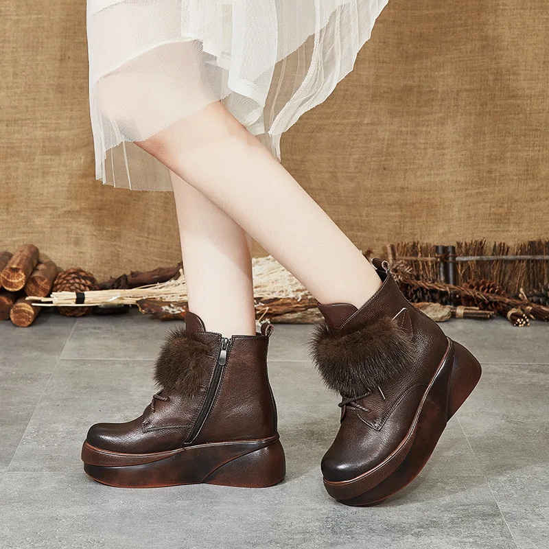 Women Leather Boots Ankle Shoes Women High Heels Wedge Shoes Retro Boots Women Handmade Genuine Leather Martin Boots Sale 
Women Leather Boots Ankle Shoes Women High Heels Wedge Shoes Retro Boots Women Handmade Genuine Leather Martin Boots Sale