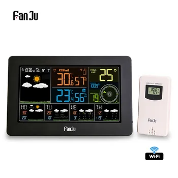 FanJu FJW4 Wifi Weather Station Wall Digital Alarm Clock Thermometer Hygrometer Future Weather Forecast Wind Direction Barometer
FanJu FJW4 Wifi Weather Station Wall Digital Alarm Clock Thermometer Hygrometer Future Weather Forecast Wind Direction Barometer