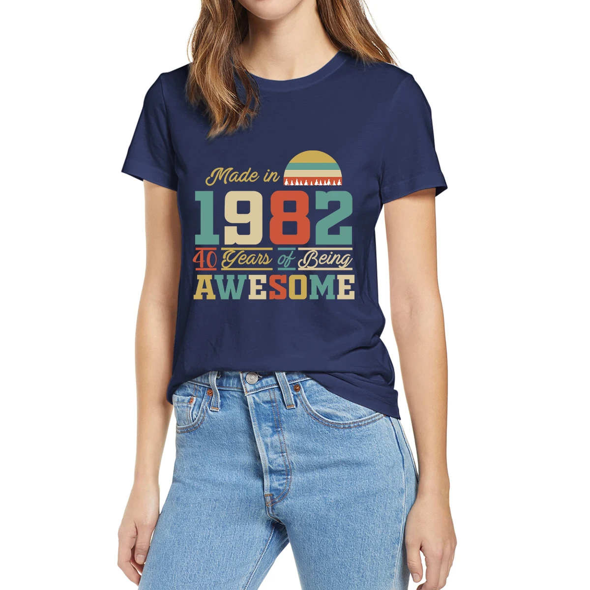 Фото 100% хлопок 1982 футболка 40 лет удивительного дней рождения подарки летние женские