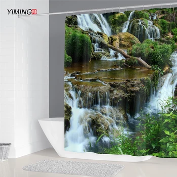 Green natural forest waterfall shower curtain mildewproof waterproof bathroom decorative curtains with hooks can be washed
Green natural forest waterfall shower curtain mildewproof waterproof bathroom decorative curtains with hooks can be washed