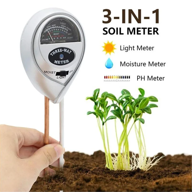 Фото 3 In 1 Soil PH Meter Moisture / Light pH Tester Multi-Function Double Probe Plant Flower Analyzer  | Измерители pH (4000190228418)