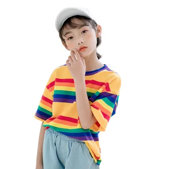 2020 Summer Short Sleeve Casual T Shirt Kids Colorfull Striped O Neck T-shirt Fashion Children Clothes Cotton Rainbow Tops Tee
2020 Summer Short Sleeve Casual T Shirt Kids Colorfull Striped O Neck T-shirt Fashion Children Clothes Cotton Rainbow Tops Tee